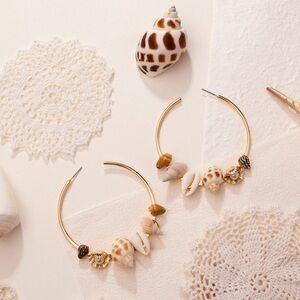 Gold Shell Hoop Earrings